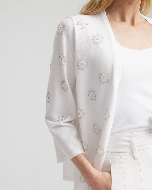 Floral Clear Sequined Cardigan - image 4